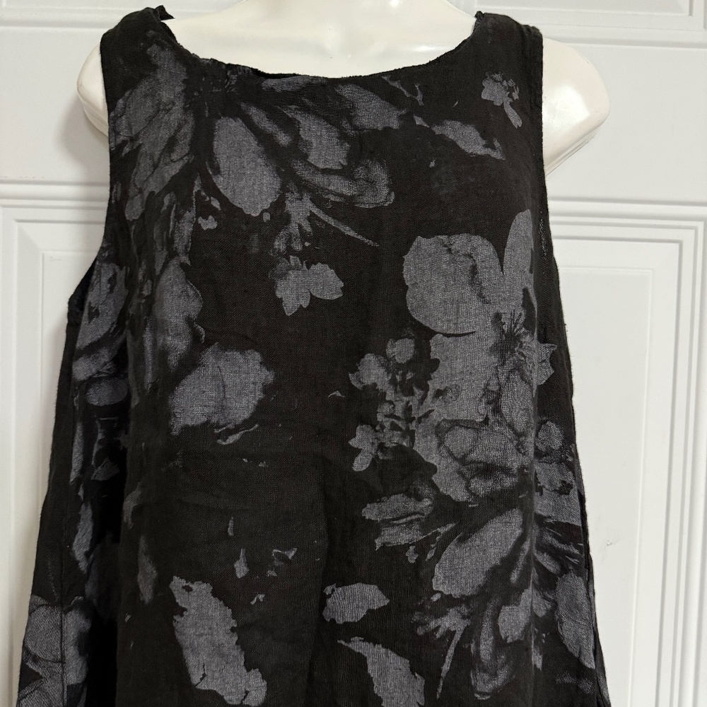 Unbranded Linen‎ Sleeveless Tunic High Low Round Neck Coastal Resort Aloha